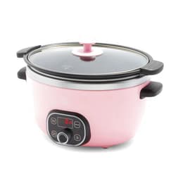 GreenLife Cook Duo Healthy Ceramic Nonstick Programmable 6 Quart Family-Sized Slow Cooker, PFAS-Free, Removable Lid and Pot, Digital Timer, Adjustable Temperature Control, Dishwasher Safe Parts, Pink