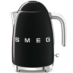 SMEG 50's Retro Style Electric Water Kettle with Automatic Shutoff, Removable Base, and Water Indicator, KLF03BLUS, Black