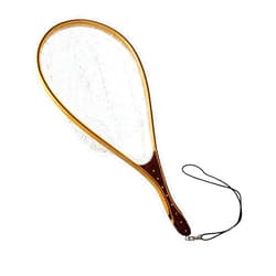 AVENTIK EUPHENG Aventik Fly Fishing Landing Net for Trout Soft Rubber Ghost Mesh Catch and Release Wooden Frame Lightweight and Tangle-Free
