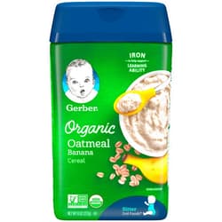 Gerber Baby Cereal Organic 2nd Foods, Grain & Grow, Oatmeal Banana, 8 Ounce