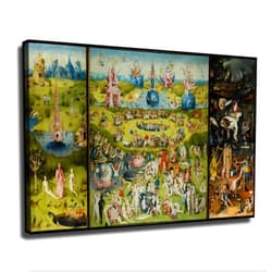 EsaSam The Garden Of Earthly Delights By Hieronymus Bosch Religious Canvas Art Poster Modern Wall Art Picture Print Family Bedroom Decor Painting (12×18inch-Framed)