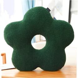 QUIRAI Nordic Flower Pillow,Flower-Shaped Decorative Throw Pillows,Cushion Plush Piercing Pillow, 17.71inch,Green