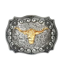 HUABOLA CALYN Long Horn Bull Western Belt Buckle