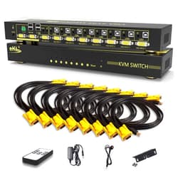 eKL VGA KVM Auto Switch 8 Port in 2 Out Switcher 8x2 Supports Hotkeys,Audio,Basic Keyboard and Mouse USB 2.0 Devices Sharing 8 Computers