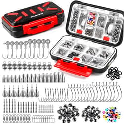 PLUSINNO 264/397pcs Fishing Accessories Kit, Organized Fishing Tackle Box with Tackle Included, Fishing Hooks, Fishing Weights Sinkers, Swivels, Beads, Fishing Gear Set Equipment for Bass Trout