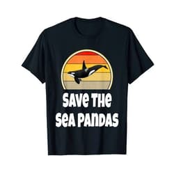 Retro Orca Whale Shirt Funny Orca Whale Shirt Ocean Sea Gift Save The Sea Pandas T-Shirt