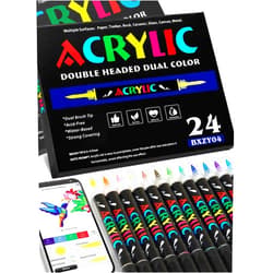 Brled 120 Colors Acrylic Paint Markers with 60 Dual-Color Brush Tips, Automatic Ink Control Paint Pens with APP, for Rock Painting, Eggs, Wood, Rock, Canvas, Plastic, Glass, Ceramic, DIY Craft