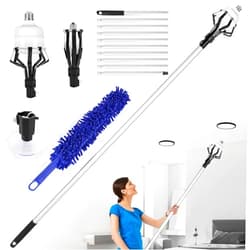 MaWGcowerd 12FT Light Bulb Changer - with Basket, Suction Cup and Duster, Light Bulb Removal Tool for High Ceilings and Recessed Lights