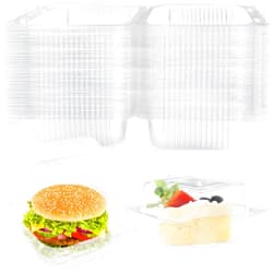 Jizvxe 50 Pcs Clear Plastic Take Out Containers,Clear Plastic Square Hinged Food Container with Lids,Disposable Clamshell Dessert Containers for Salad,Pasta,Hamburger(5.3 x 4.7 x 2.8 in)
