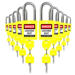 TRADESAFE Lockout Tagout Lock Sets, 10 Yellow Keyed Alike Unlimited Grouping Safety Padlocks, 2 Keys Per Lock, OSHA Compliant Loto Locks, for Lock Out Tag Out Kits