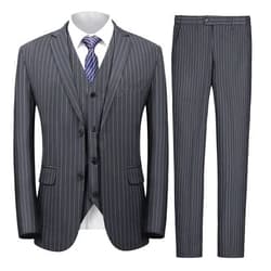 MAGE MALE Men’s Pinstripe 3 Piece Suit Slim Fit Elegant Single Breasted Business Wedding Party Blazer Vest& Pants Set