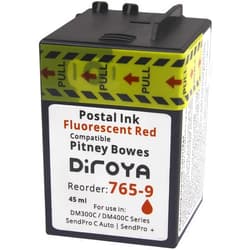 Diroya 765-9 Ink Cartridge High Yield Replacement for Compatible Pitney Bowes SendPro C Auto DM300c DM400c DM450c DM475c and G900 Postage Meter Red Ink Fluorescent