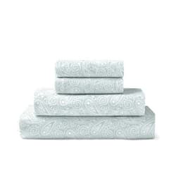 Brielle Home Flannel Sheet Set Cotton Soft Warm & Cozy Modern Chic with Elastic Deep Pockets, Full, Paisley Park Spa