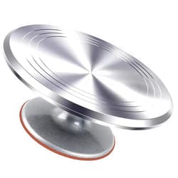 Ehonik 12 Inch Aluminium Alloy Revolving Cake Stand, Cake Turntable with Non-Slipping Silicone Bottom, Rotation Smooth Rotating Cake Stand for Cupcake Pastries and Cake Decorations Supply