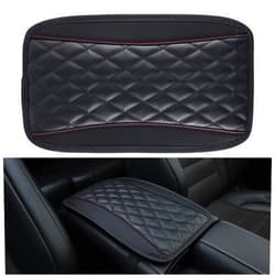 Amiss Car Center Console Cushion Pad, Universal Waterproof Car Armrest Seat Box Cover, Car Interior Accessories, PU Leather Auto Armrest Cover Protector for Most Vehicle, SUV, Car (Black)