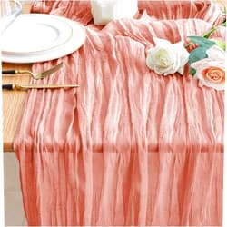 Wokceer Cheesecloth Table Runner 10FT Dark Rose Boho Gauze Fall Thanksgiving Cheese Cloth Table Runner for Party Long Rustic Sheer Table Runners for Baby Bridal Shower Wedding Easter Table