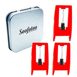 SOOFOTOO 3pcs Record Player Replacement Needles with Tinplate Storage Case, Turntable Record Stylus Compatible with Crosley Victrola Jensen 1byOne Boytone And More Vinyl Record Players