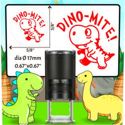 Idealiveny Self Inking Dino-Mite Stamp for Teachers Round Stamps for Classroom Grading Teacher Dynamite Stamps for Classroom Supplies Dinosaur Teacher Recognition Self Inking Rubber Stamp(Dino Mite!)