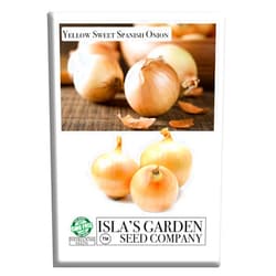 Isla's garden seeds Yellow Sweet Spanish Onion Seeds (Allium cepa) – 750+ Non-GMO Heirloom Seeds by Isla’s Garden Seeds, Mild & Sweet Flavor, Large Golden Bulbs, Excellent for Cooking, Slicing & Storage, Garden Gift Idea
