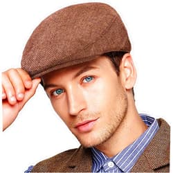 LADYBRO Men Ivy Hat Newsboy Cap - Classic Wool Blend Tweed Flat Cap Cabbie Hat Men