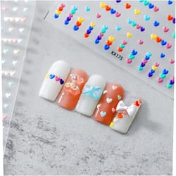 FRUZJAY Colorful Heart Nail Art Stickers Decals Valentine’s Day Heart Nail Art Decals 5D Embossed Nail Stickers Cute Heart-Shaped Nail Decals Self-Adhesive Nail Supplies for Women DIY Acrylic Nail Decoration