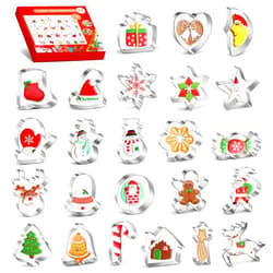 ISZW 24PCS Christmas Cookie Cutter Set, Stainless Steel Xmas Biscuit Cutter Mold, DIY Baking Pastry Tool Small Biscuit Mold, Snowman Christmas Tree Gingerbread Man Snowflake Candy & More Shapes for Baking