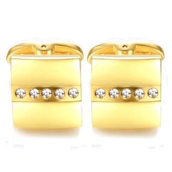 HONEY BEAR Gold Square Crystal Cufflinks for Mens Shirt Wedding Gift