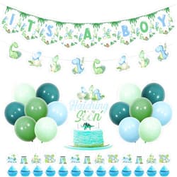 Kreatwow Dinosaur Baby Shower Decorations For Boy Blue Green Dinosaur Its A Boy Banner Garland Hatching Soon Cake Topper Rawr Its A Boy Decor Dinosaur Theme Balloons for Dinosaur Themed Party Supply