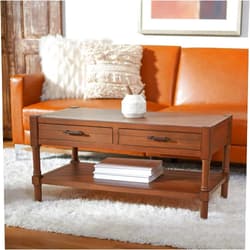 SAFAVIEH Home Collection Filbert Brown 2-Drawer Bottom Shelf Coffee Table COF5703C