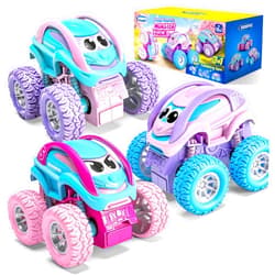 Vroomix Jova 3 Pack Monster Truck Toys, Friction Powered Pull Back Car Toys with Crash, Flip & Bouncing for Toddlers Girls Age 18 Month and Up, Toddler Girl Toys Birthday Gifts