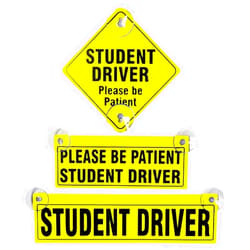 BDZMC 3PCS Student Driver Sticker for Car Window, Please Be Patient Student Driver Safety Sign Decal with Suction Cup, Removable New Driver Warning Sticker, Car Accessories