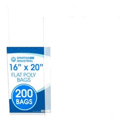 Spartan Industrial - 16” X 20” (200 Count) 1.1 Mil Flat Open End Clear Plastic Poly Bags - for Proofing Bread Dough, Packaging Clothes, Shirts (Thin & Lightweight - Bags DO NOT Have Seal)