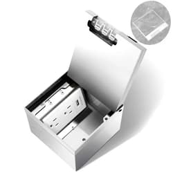 Vagueior Recessed Floor Electrical Outlet Kit,Hidden Duplex 15A Tamper-Resistant Receptacle Outlet and 2.1A USB Port，Waterproof Electrical Outlet Covcer Box,Silver
