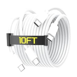 Kassdin 10FT USB C to USB C Charging Cable for iPhone 16 15, 60W Long Type C to C Charger Cable Cord for iPhone 16/ 16 Plus/16 Pro/16 Pro Max/15/15 Plus/15 Pro/15 Pro Max, iPad Pro/Air/Mini, MacBook, White