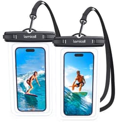 Lamicall Waterproof Phone Pouch Case - [2 Pack][Easy Lock & Heavy Duty] IPX8 Water Proof Cell Phone Dry Bag for Beach, Protector for iPhone 16 15 14 13 12 11 Pro Max Plus XS XR, Galaxy S24 S23, 4-7