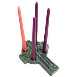 Abbey + CA Gift Abbey Gift Celtic Cross Advent Candleholder with Candles, Grey