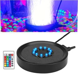 Number-one Aquarium Bubble Light LED Fish Tank Bubbler Light, Remote Controlled Aquariums Air Stone Disk Lamp with 16 Color Changing, 4 Lighting Effects for Fish Tanks and Fish Ponds