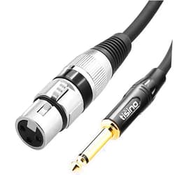 Tisino Female XLR to 1/4 (6.35mm) TS Mono Jack Unbalanced Microphone Cable Mic Cord for Dynamic Microphone - 10 FT/3 Meters