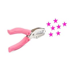 Krastmon Star Shape Hole Handhold Single Paper Hole Punch for Paper and Crafts, 1/4 inch Puncher with Pink Soft Thick Silicone Cover