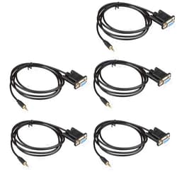 LIANSHU 5Pack DB9Pin Female to DC3.5mm Serial Cable-6 Feet Black (5Pack)