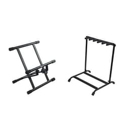 Gator Frameworks Adjustable Guitar Amp Stand; Fits Most Combo Amplifiers (GFW-GTR-AMP) & Rok-It Multi Guitar Stand Rack with Folding Design; Holds up to 5 Electric or Acoustic Guitars (RI-GTR-RACK5)