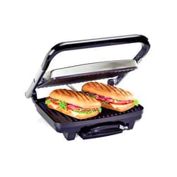 Hamilton Beach Panini Press, Sandwich Maker & Electric Indoor Grill, Upright Storage, Nonstick Easy Clean Grids, Stainless Steel (25410)