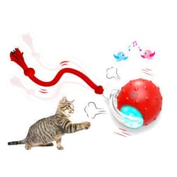 Giociv Interactive Cat Toys Ball for Indoor Cats Fast Rolling on Carpet, Chirping & Motion Activate Cat Toys (Red)