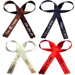 RIBWIN 50 Personalized Ribbons Wedding Favor Bow Printed Satin Christmas Communion Baptism Sweet 16 Sweet 15 Baby Shower Bar Bat Mitzvah Custom Party Birthday Quinceanera Graduation - 12