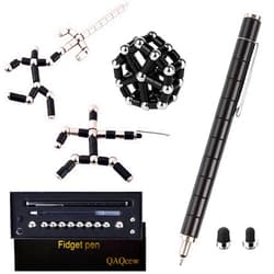 QAQcew Fidget Pen, Decompression Magnetic Fidget Toy Pen, Magnet Pen Fidget Toy Relieve Pressure Novel Toy Gift for Kids or Friends! (Black)