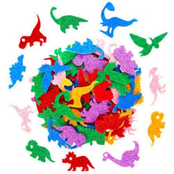 Whaline 240Pcs Dinosaur Glitter Foam Stickers Self Adhesive Assorted Styles Dinosaur Stickers Colorful Cute Dinosaur Craft Stickers for Kids Greeting Cards Scrapbooks DIY Wall Home Decoration