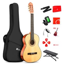 Vangoa Classical Guitar, 39 Inch Nylon String Guitar Classical, Full Size Beginner Spanish Guitar With Spruce Top And Sapele Back, Bundle for Gig Bag, Pedal, Guitar Tuner, Strap, Capo, Spare Strings