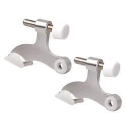 KOVOSCH 2 Pack Hinge Pin Door Stopper Brushed Satin Nickel - Adjustable Heavy Duty Hinge Pin Door Stop with White Rubber Bumper Tips