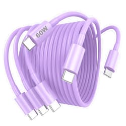 LYBFZ 3 Pack USB C to USB C Cable 6ft 60W for iPhone 15/15 Pro/15 Plus/15 Pro Max, iPad Mini 6/ Pro 2021, iPad Air 4, MacBook Pro 2020, Samsung Galaxy S23,Switch,USBC Type C Fast Charging Cord Violet