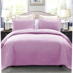 Exclusivo Mezcla Ultrasonic Reversible Twin Quilt Bedding Set with Pillow Sham, Lightweight Quilts Twin Size, Soft Bedspreads Bed Coverlets for All Seasons - (Lilac, 68